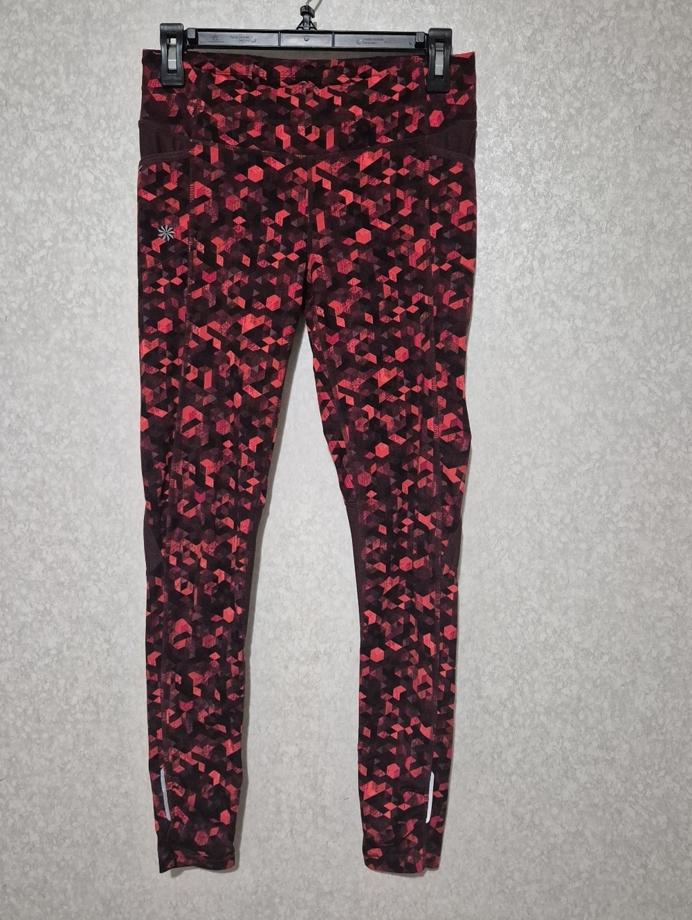 Athleta Burgundy-orange  Geo Print Leggings..triangular Be Free...size:S